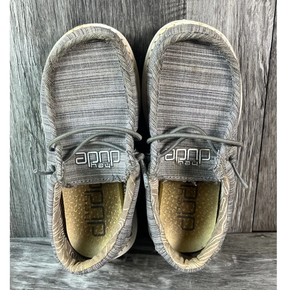 Hey Dude Wally Toddler Linen Stone Grey Loafers Slip On Shoes Size K9 160010704